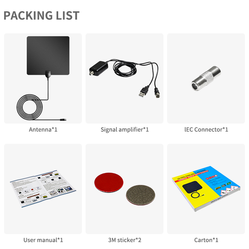 Indoor Wireless TV Antenna with Frequency Range of VHF 174-240MHz/UHF 470-862MHz
