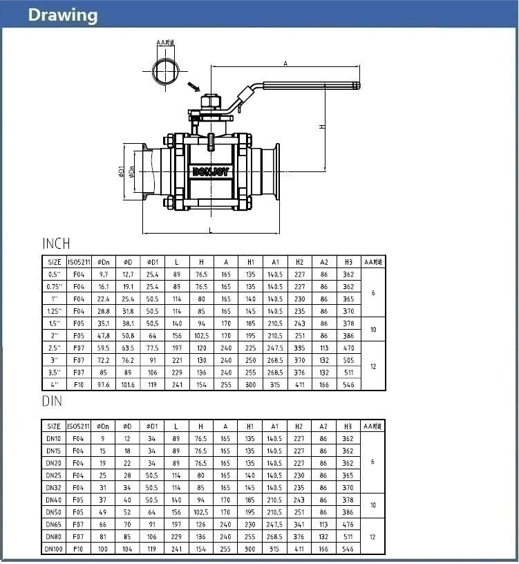 Aluminum pneumatic 3pcs Non-retention full port ball with thread Connection