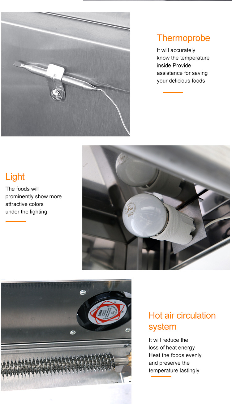 Temperature Controlled Electric Heated Thermal Food Warmer Display with Glass Table Top