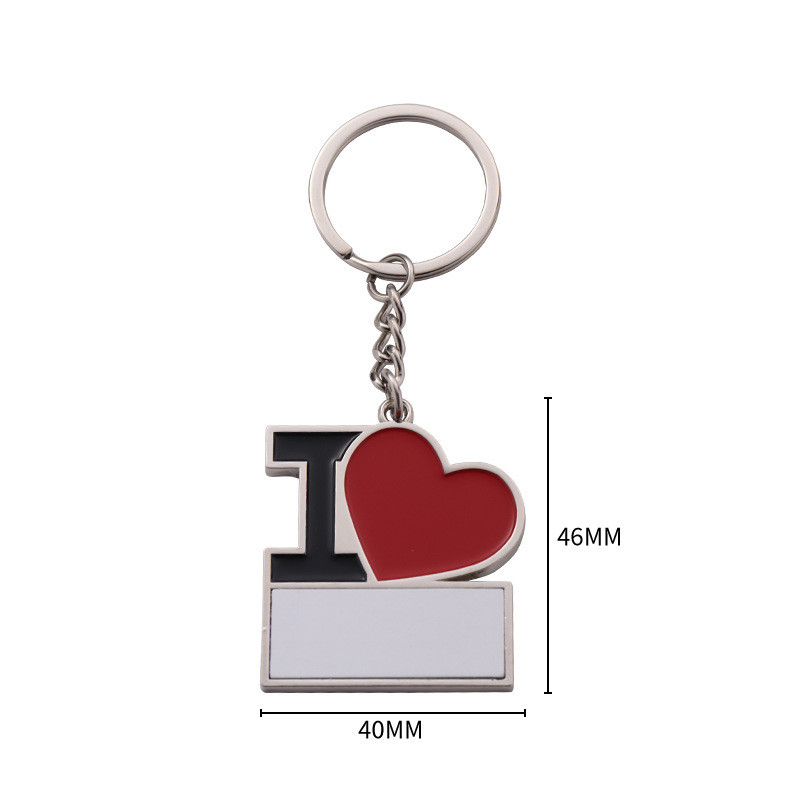 Metal Blank Sublimation Keychain I LOVE Heart DIY Printed Photo Keychain Pendant