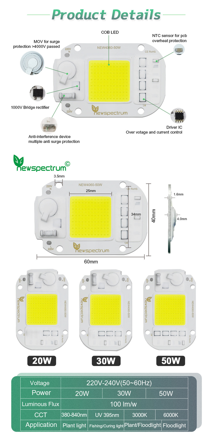 AC220V 240V LED COB Lamp Chip Driverless For Flood Light Led Bulb Spotlight