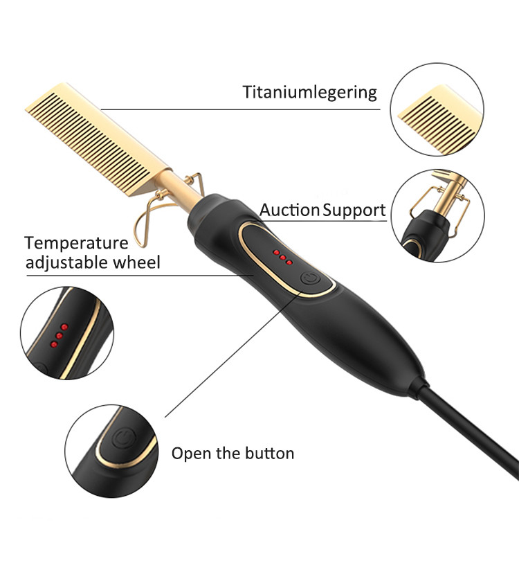 45W Professional Electric Hot Comb Aluminium Alloy Ceramic CE ROHS Certificate
