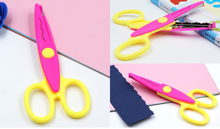 Kids Toddler DIY Safe Small Scissors Safe Plastic Stainless Steel with Decoration Edge Colorful Hobbies DIY Material