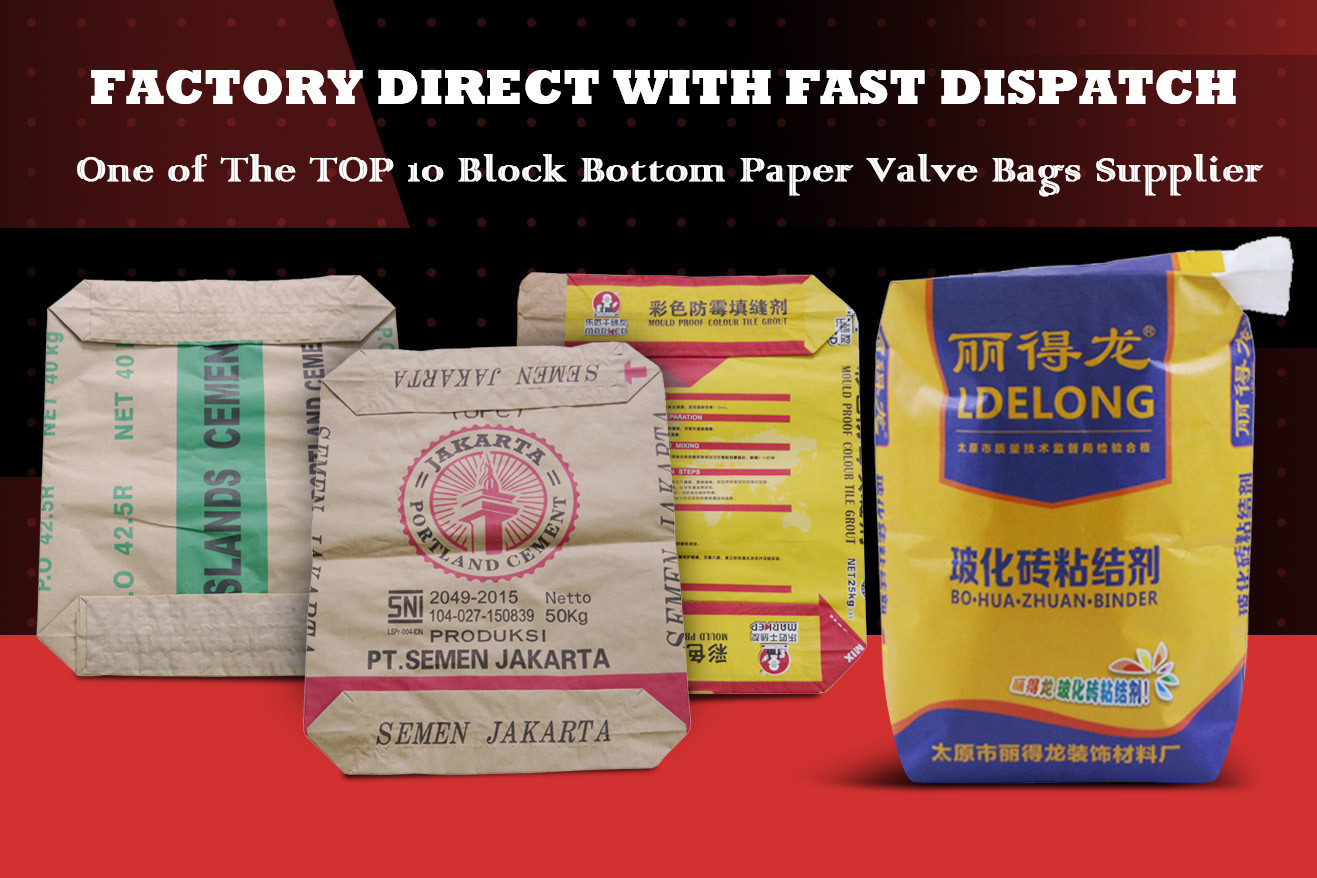 Durable 20kg Block Bottom Valve Bag , Multiwall Kraft Paper Sacks For Tile Adhesive