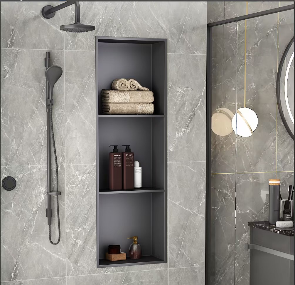 Double Shelf Shower 316 Stainless Steel Niche In PVD Matte Black Color Coated