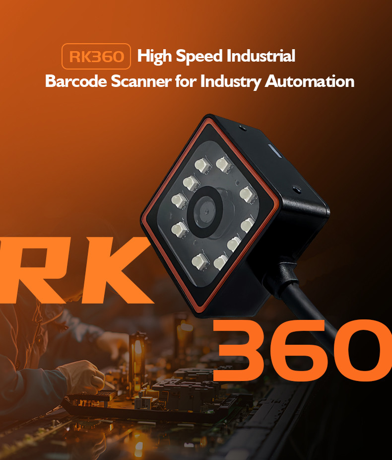 High-Resolution Image Sensor and Compact Size RK360 Ethernet Industrial Fixed Barcode Scanner for Scanning
