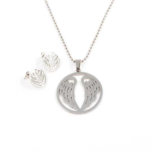 South American Fashion Stainless Steel Earrings With Matched Pendant Necklace