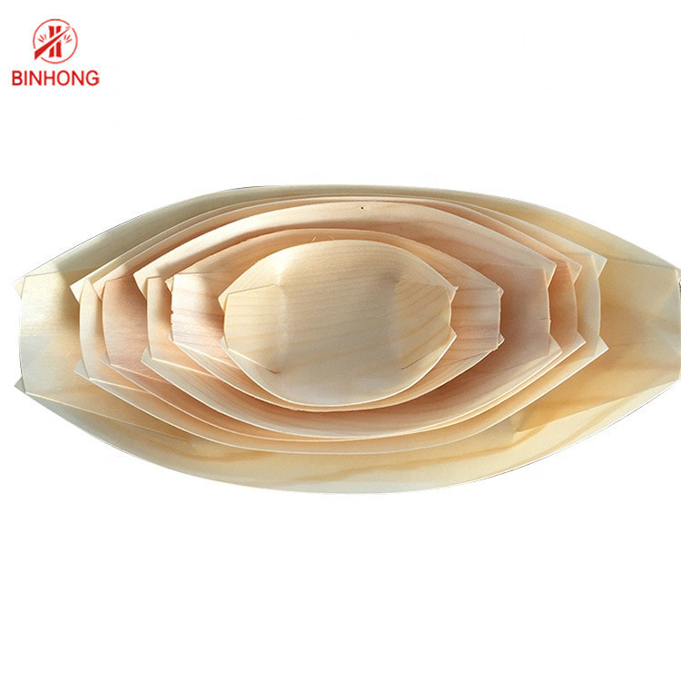Disposable Premium Wooden 24.5*12.5cm Sushi Boat Tray
