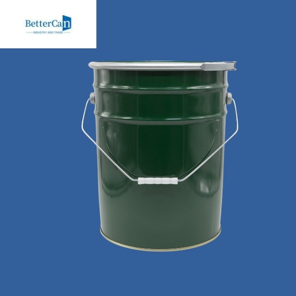 Blue 5 Gallon Metal Paint Bucket , Round Metal Pail With Handle