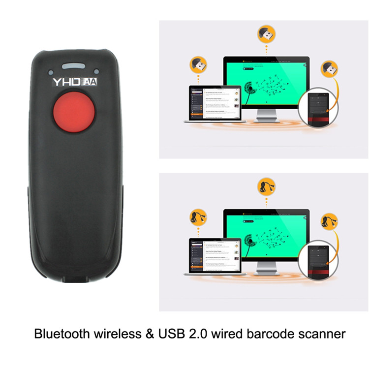 1D 2D Mini Barcode Scanner Portable Bluetooth Bar Code Reader YHD-3600DB