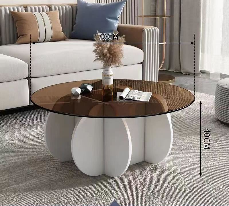 Simple Light Luxury Solid Wood Acrylic Coffee Table Living Room Round Tea Table