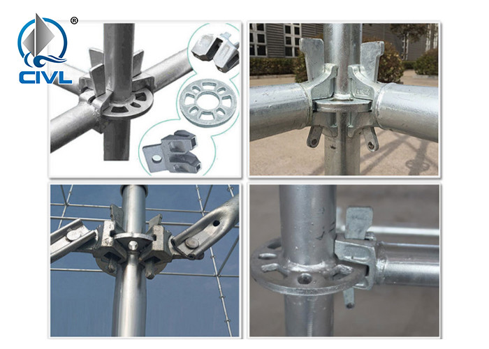 Hot - Dip Galvanized Buckle Scaffolding 48#60# Construction Site With Inner And Outer Grid Buckle Scaffolding