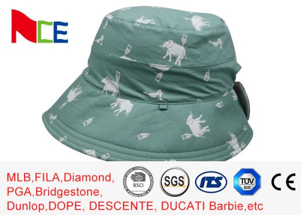 Quality Green Sun Block Sunshade Fisherman Bucket Hat Comfortable Eco Friendly for sale