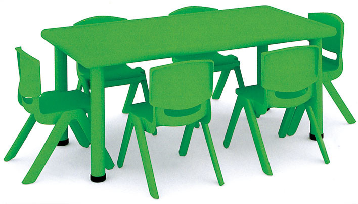 kids furniture green color table and chairs plastic school desk