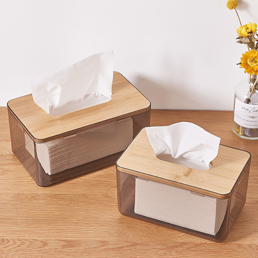 Transparent Rectangular Tissue Dispenser Box Storage For Bathroom Kitchen