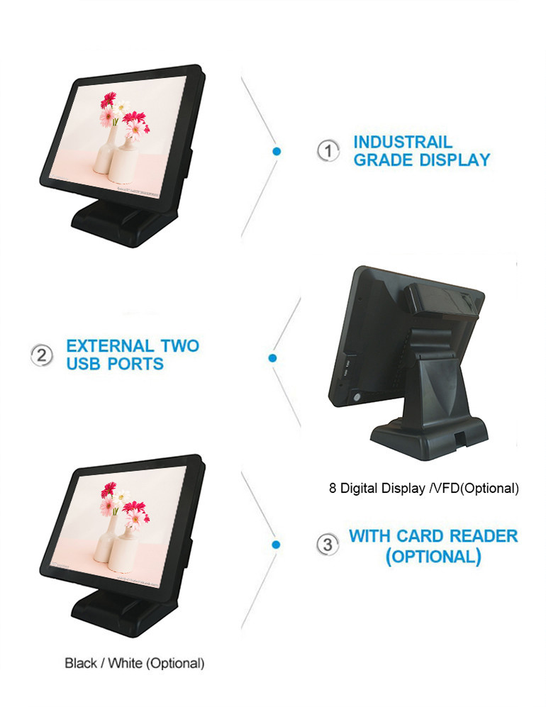 17 Inch Black Color Point Of Sale Systems , 32GB Small Windows Based Pos