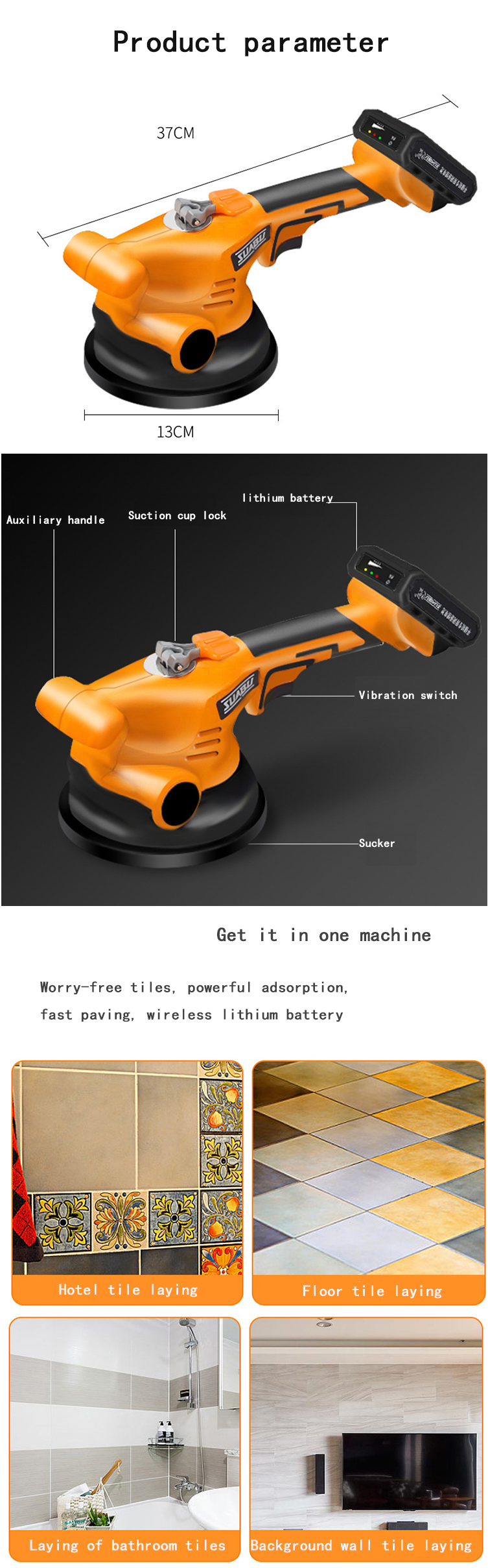 16.8V Tile Machine Vibrator High-power Paving brick Wall Tiles Automatic Paving Tools