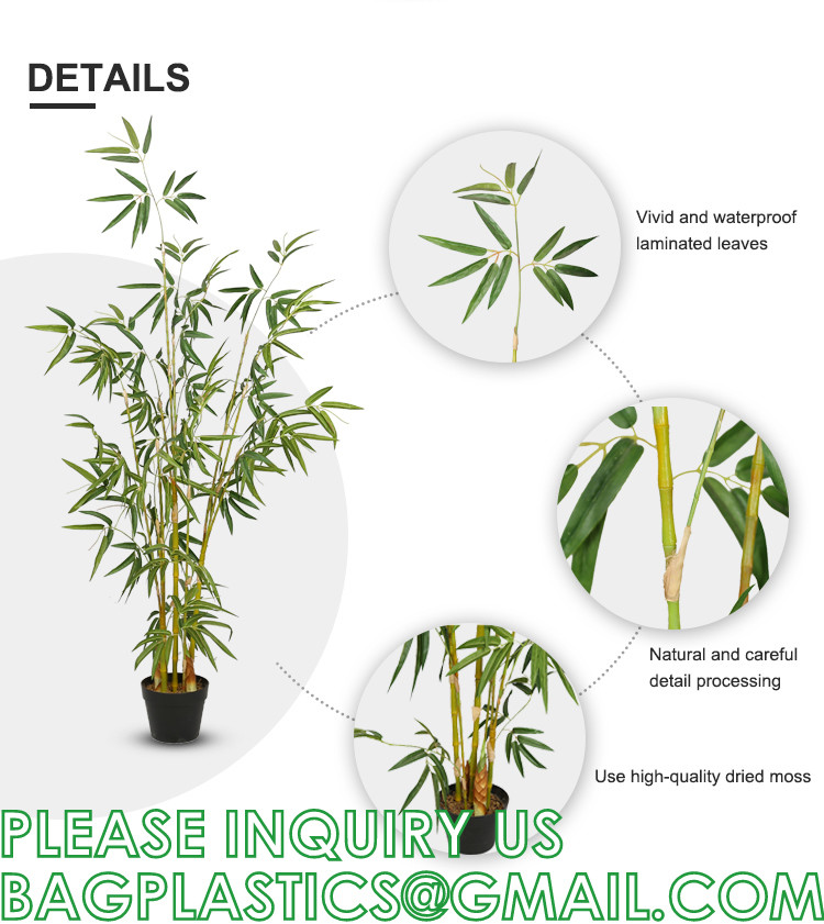 Artificial Bamboo Tree Set of 2, Fake Greenery Plants in Pots for Indoor Outdoor, Beautiful Faux Tree with Leaves