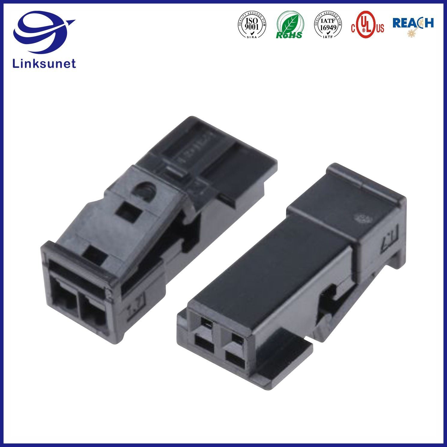 MQS 2.54mm Socket 18 - 24 AWG Black Connector For Automotive Wiring Harness