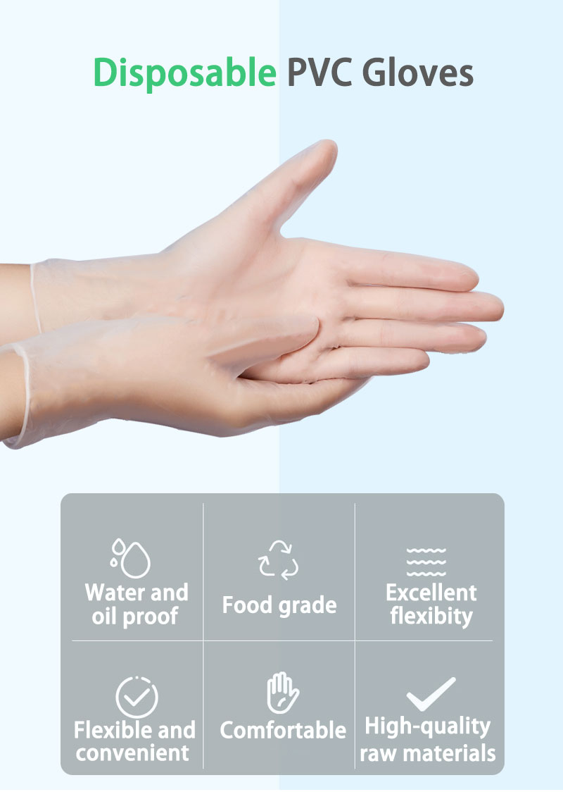 Food Grade Household Cleaning Clear Powder Free Pvc Vinyl Examination Gloves