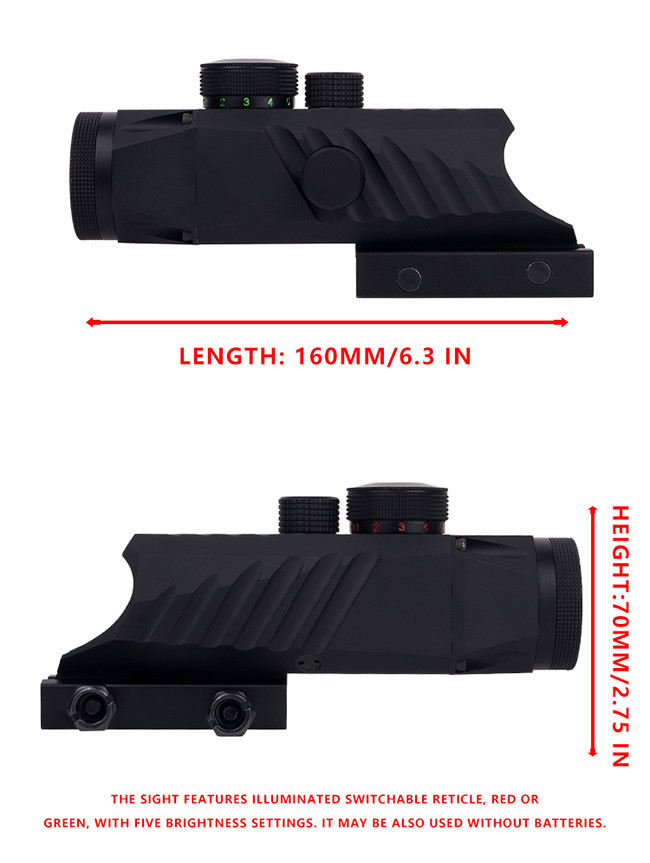 Riflescopes Optics 3x30 Tactical Hunting Scope Reticle Red / Green Each 5 Adjustment