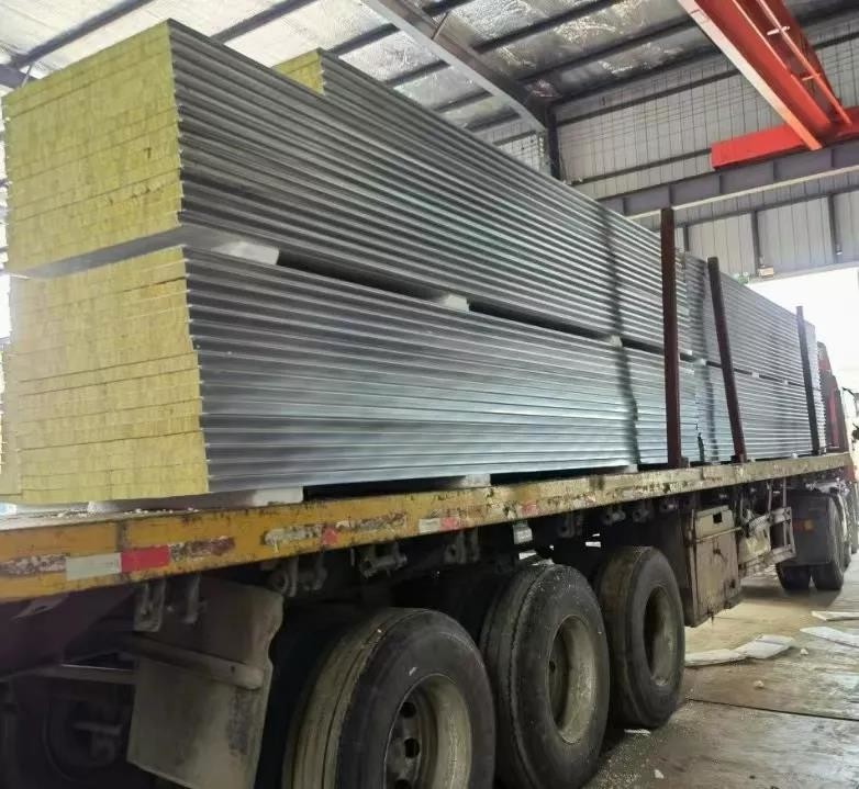 Fireproof Cheap Thermal Insulation Rock Wool Sandwich Panel Board Metal Skin 0.5mm
