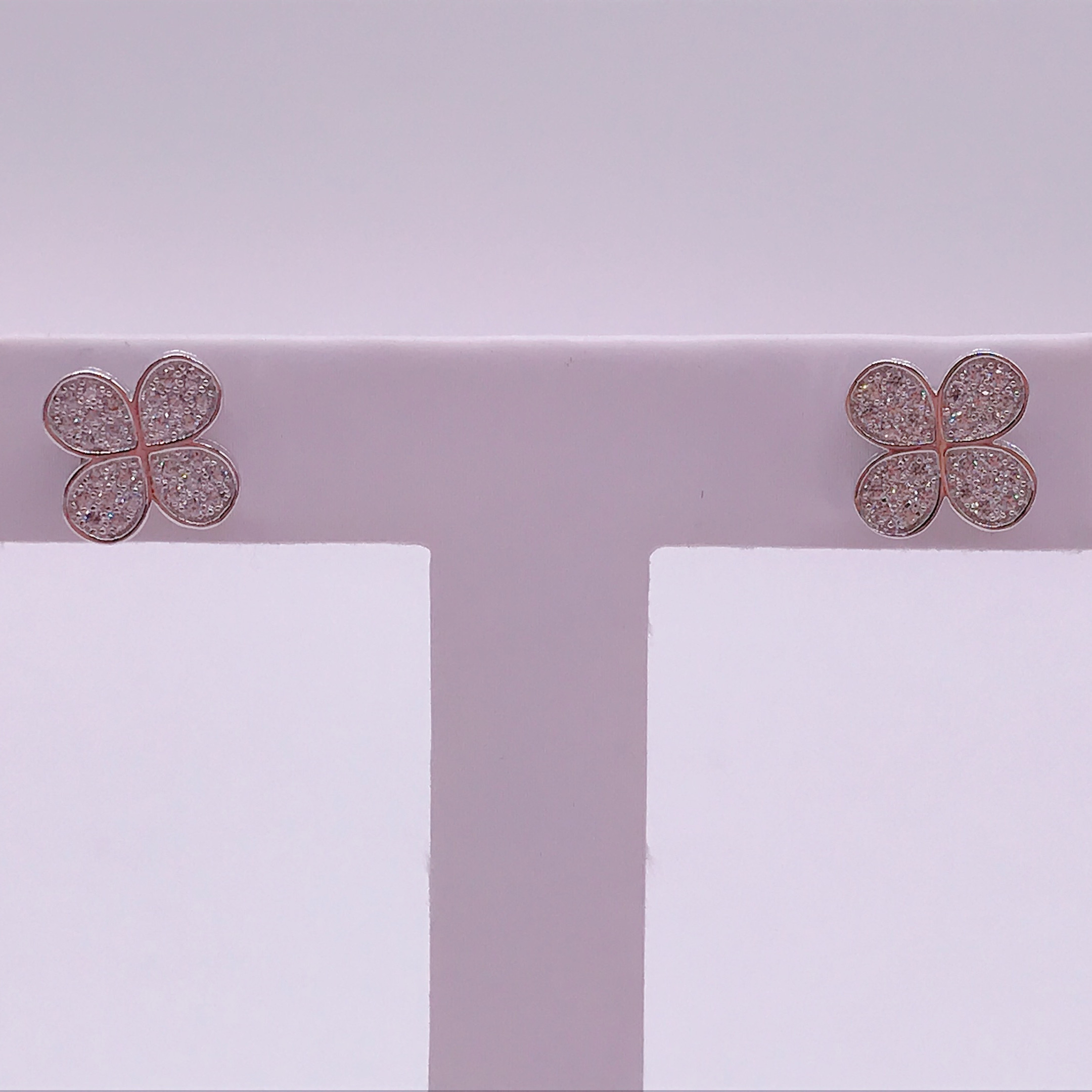 New Arrival Cute Brass Jewelry Earring Party Gift Fashion Crystal Four Leaf Clover Stud Earrings For Women