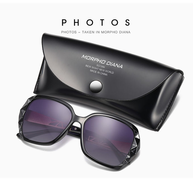 Women Big Square Oversized Sunglasses BSCI Custom Polarized Sunglasses Sparkling Composite Shiny Frame