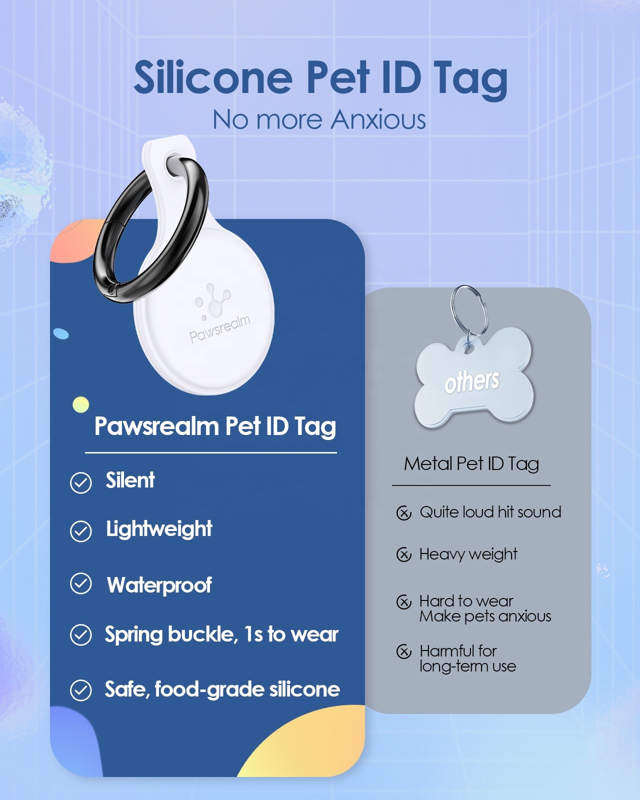 Custom Silicone NFC Smart QR Code Pet Tag Dog Identification Tag Name Dog Tags