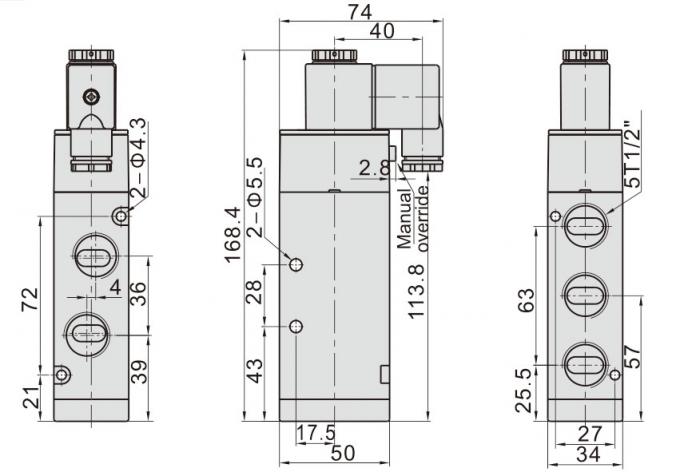 4V410-15 1/2'' Single Coil Solenoid Valve , 5 2 Way Directional Control Valve