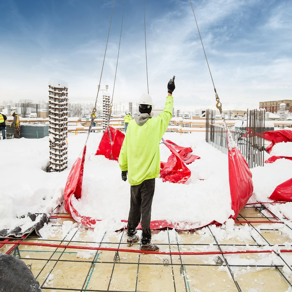 18oz PVC Vinyl Tarpaulin PVC Snow Removal Tarp With Straps For Construction Site