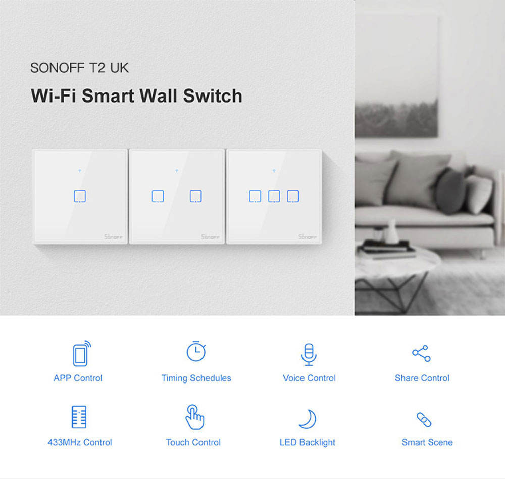 Sonoff Eu Us Uk Smart Wifi Wall Light Switch 1 2 3 Gang Touch/wifi/rf/app Remote Smart Home Wall Touch Switch Work With