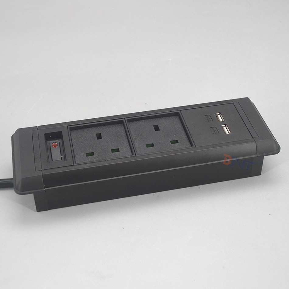 Electric power supply full black built in desktop socket power outlet