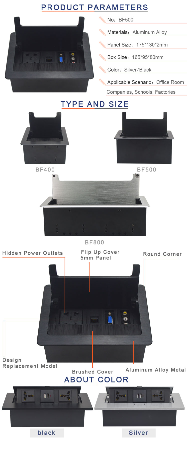 Universal power strip brush office hidden table power outlet