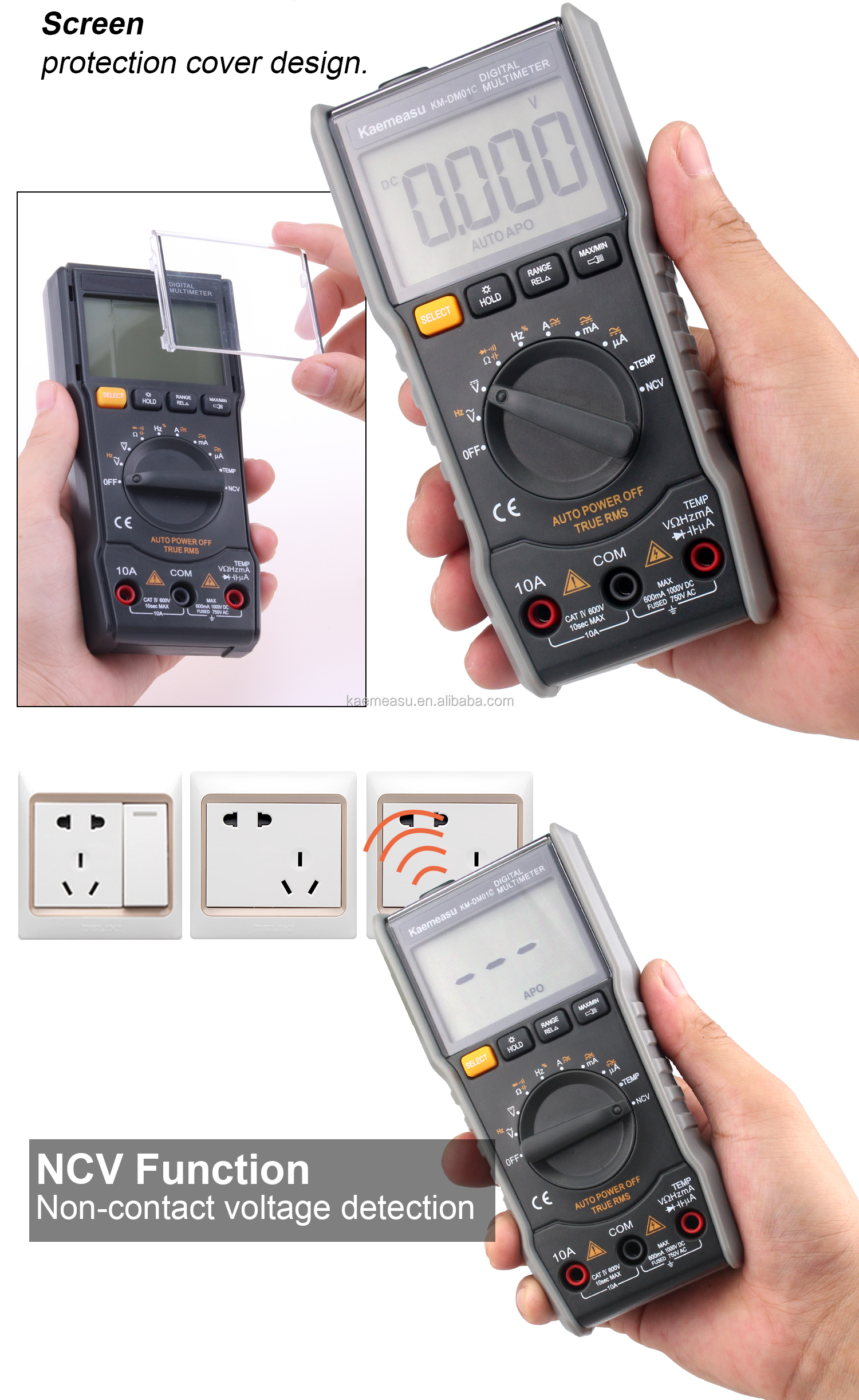 Anti Burn Electric Multimeter True-rms Ncv Ohm Hz Tester Smart Digital Multimeters With Temperature Probe