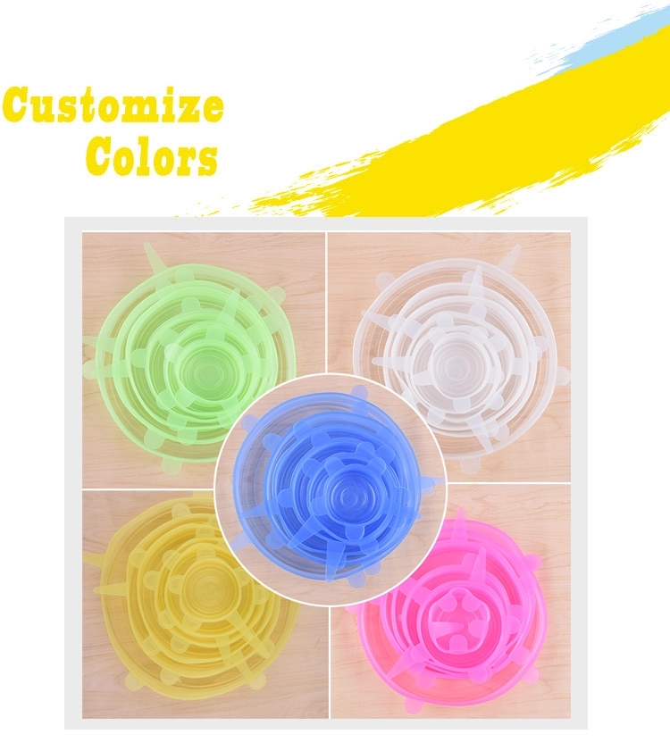 7 Pack Reusable Container Lid Silicone Household Products BSCI Round