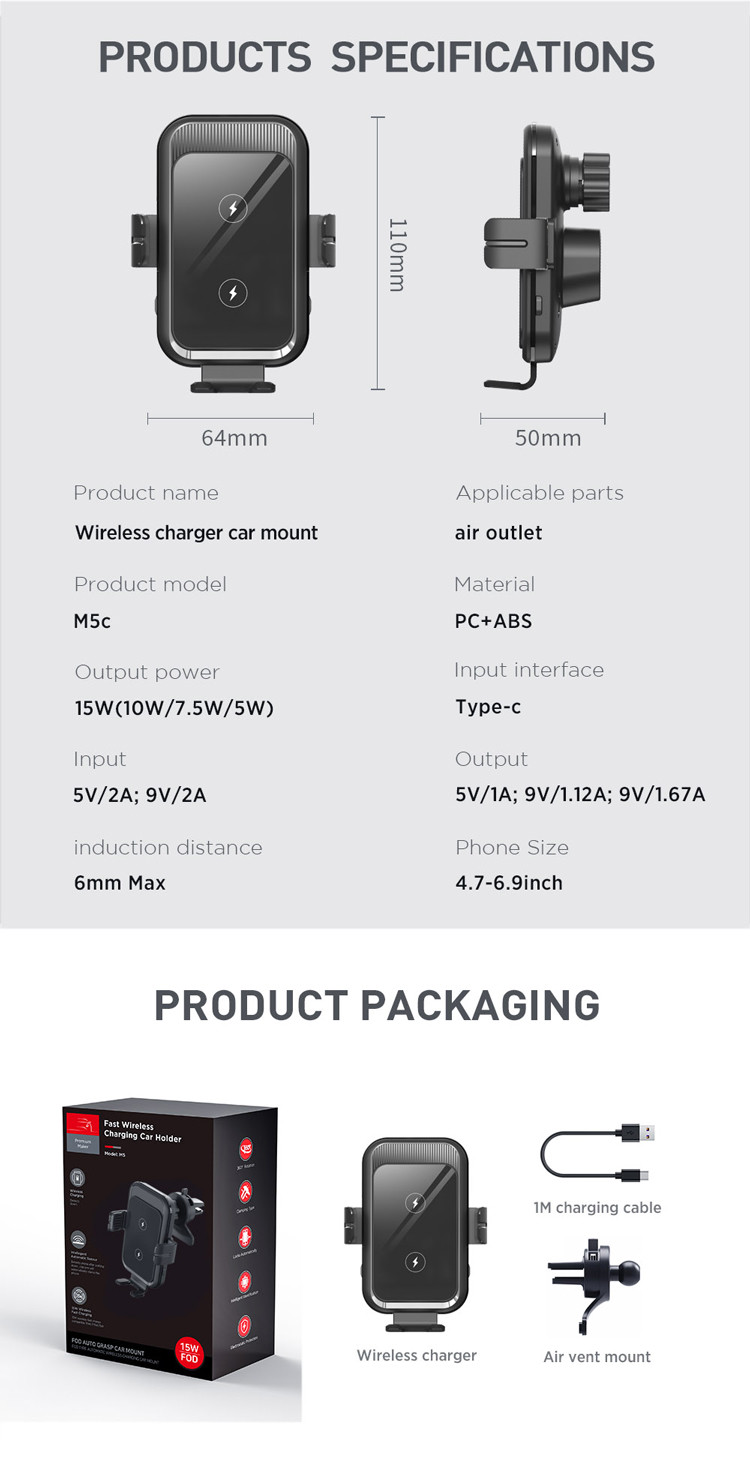 Dual Coil 15W Qi Fast Charging Auto Clamping Car Charger Phone Mount Designer Wireless Charger for Samsung Z Flip