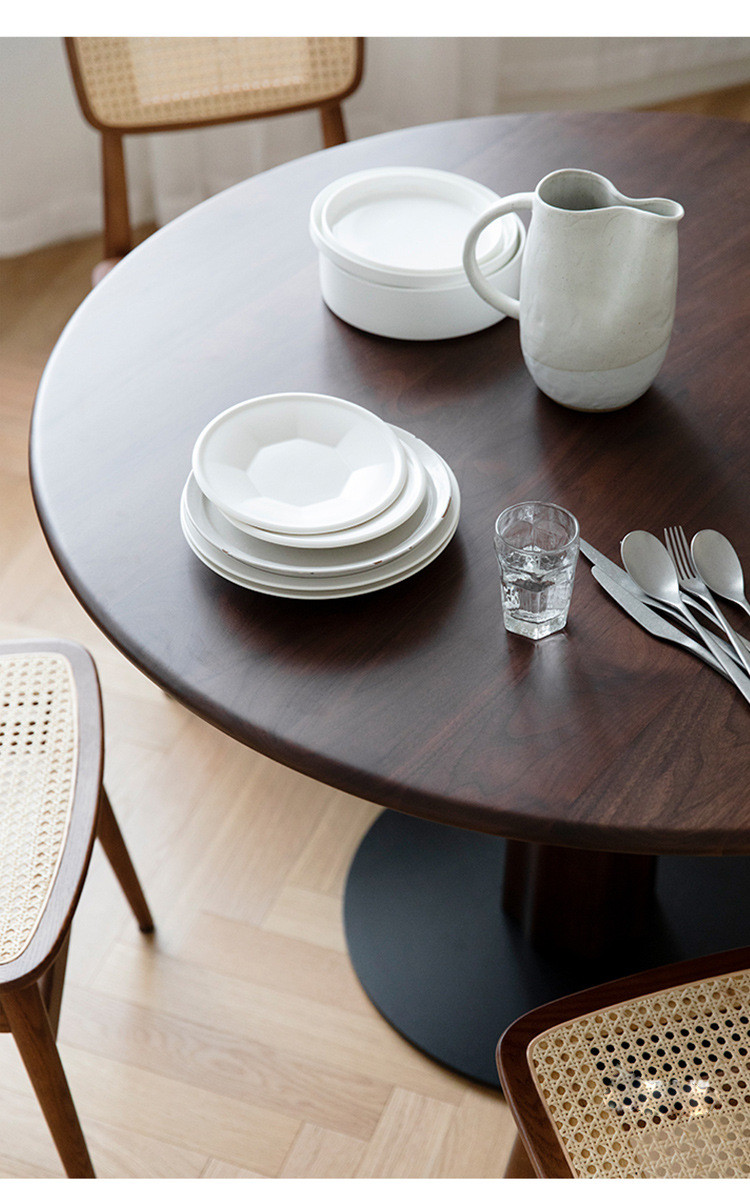 Nordic simple solid wood dining table and chair combination home living room multifunctional small apartment round dinin