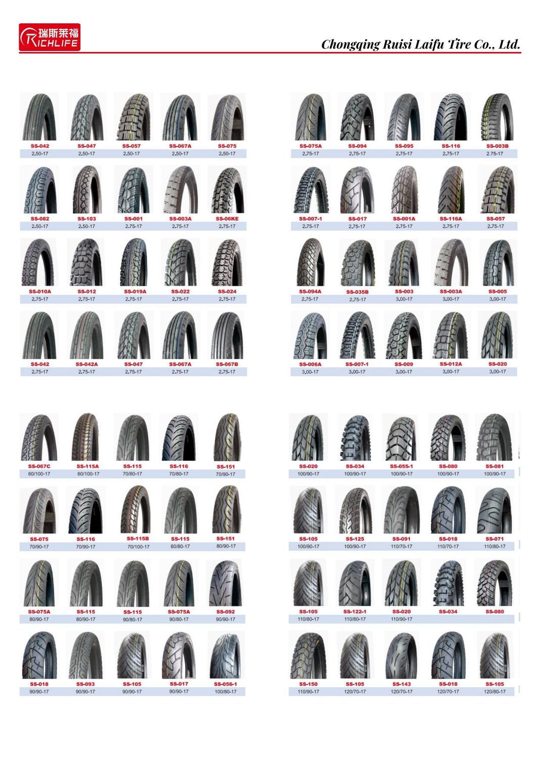 Talwan Quality Top Quality Hot Selling New Models 110/70-17 2.75-17 300-17 70/80-17 Motorcycle Tires Motorcycle Wheels off Road Motorcycle Tires Cheap PCR Tires