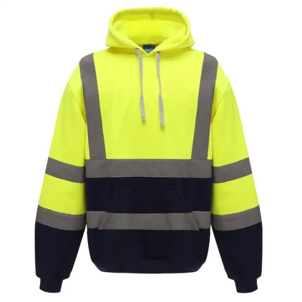 Construction Site Long Sleeve Plus Fleece Zipper Reflective Hoodie Outdoor