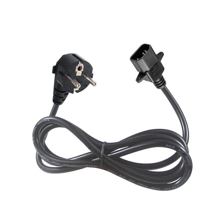 1.0Mm Retractable Laptop Power Cord Iec C14 Assembly 60320 C14 To Euro 3Pin