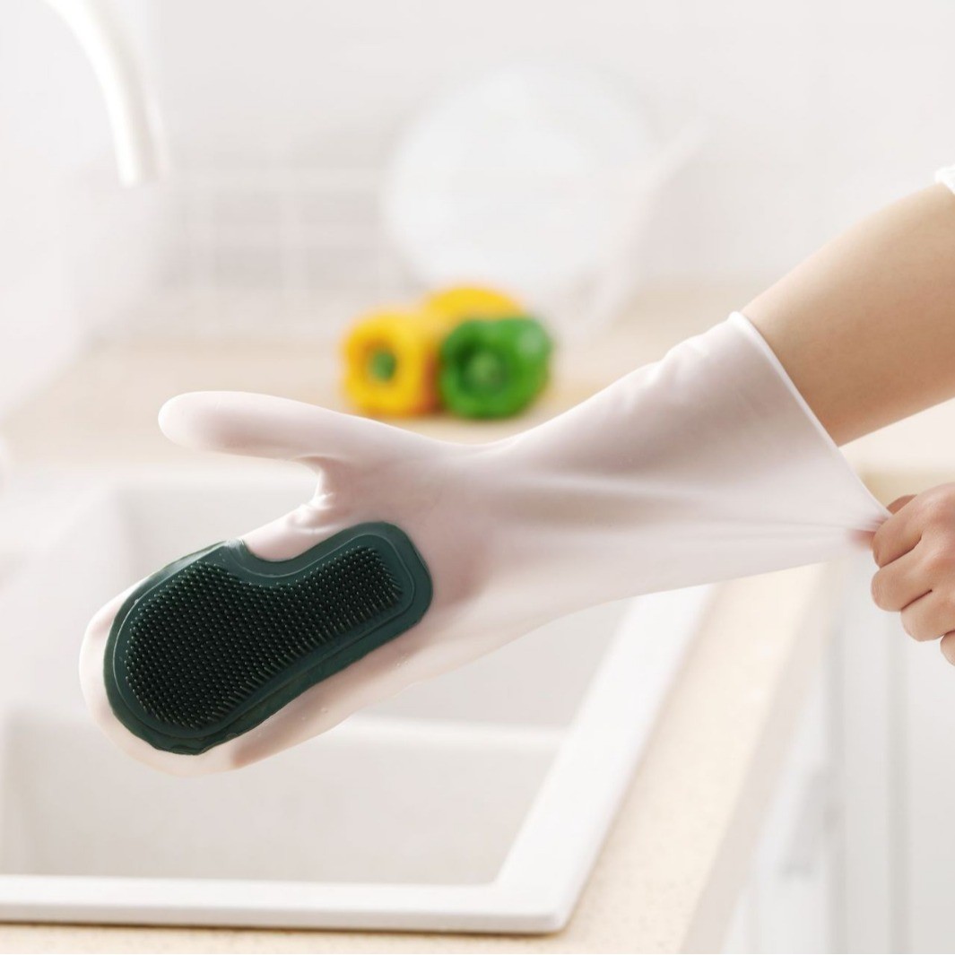 Silicone Dish Washing Gloves Reusable Cleaning Gloves Silicone Scrubber Gloves For Household, Bathroom Pet Bathing Cars