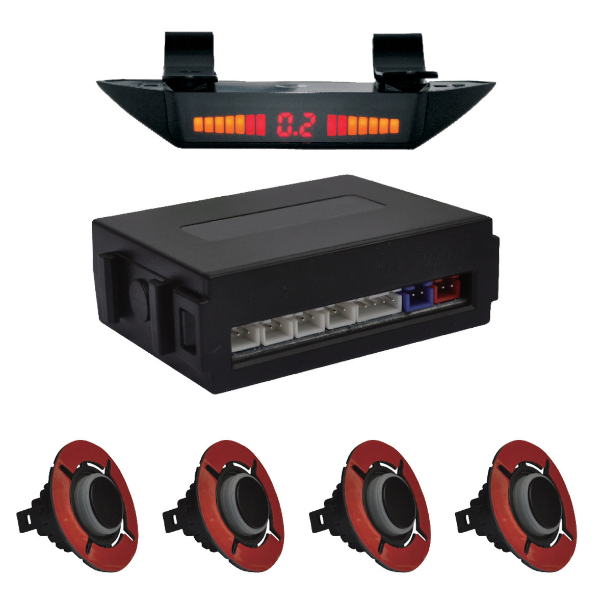 16mm Ultrasonic Truck Parking Sensors 0.3m Test Distance LED Display For Pick Up Truck