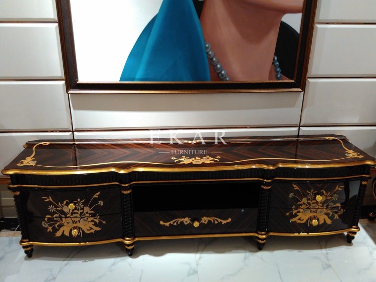 Wall Tv Unit Tv Showcase image Designs Black Lacquer Tv Stand Teak Cd Rack TR-028A
