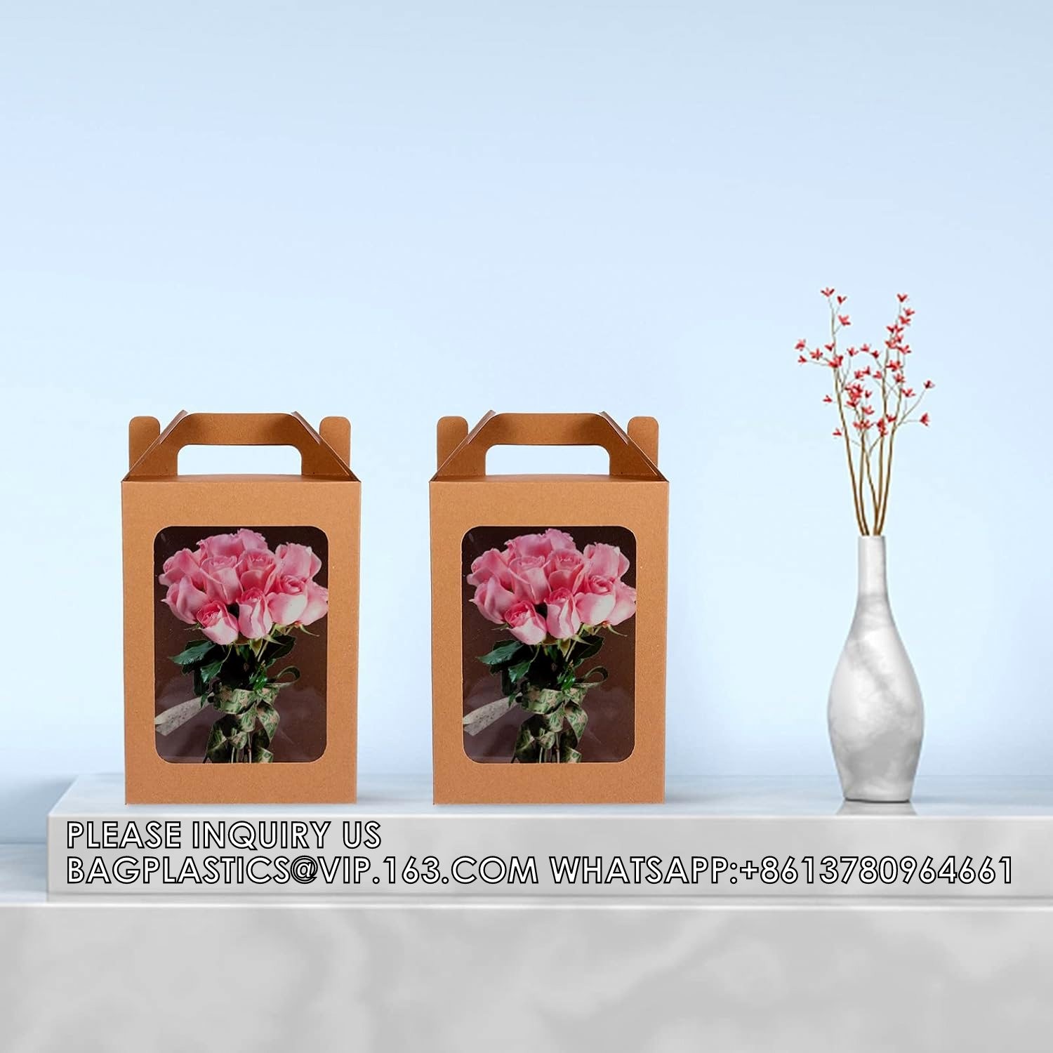 Window Box Gift Wrapping Bags Small Cake Boxes Bakery Bags With Standing Cookie Bag Flower Packaging Bag Bakery Box