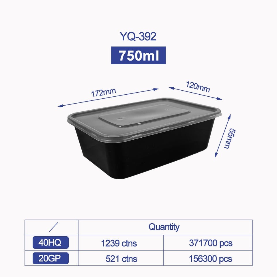 Disposable Microwave Safe PP Injection Restaurant Take Away Container Camping Food Container Meal Bento Box With Lid