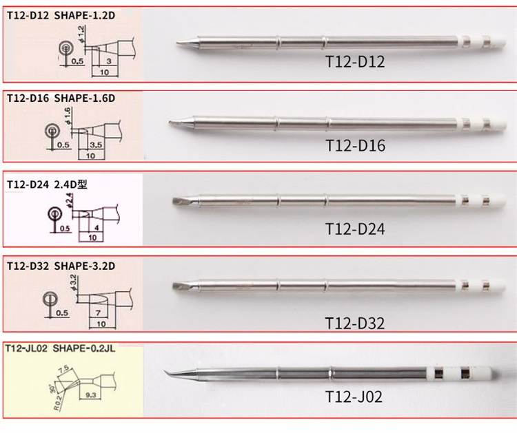 T12 - BCF2 Good Lead Free Soldering Tips For Japan FX-952 Soldering Station
