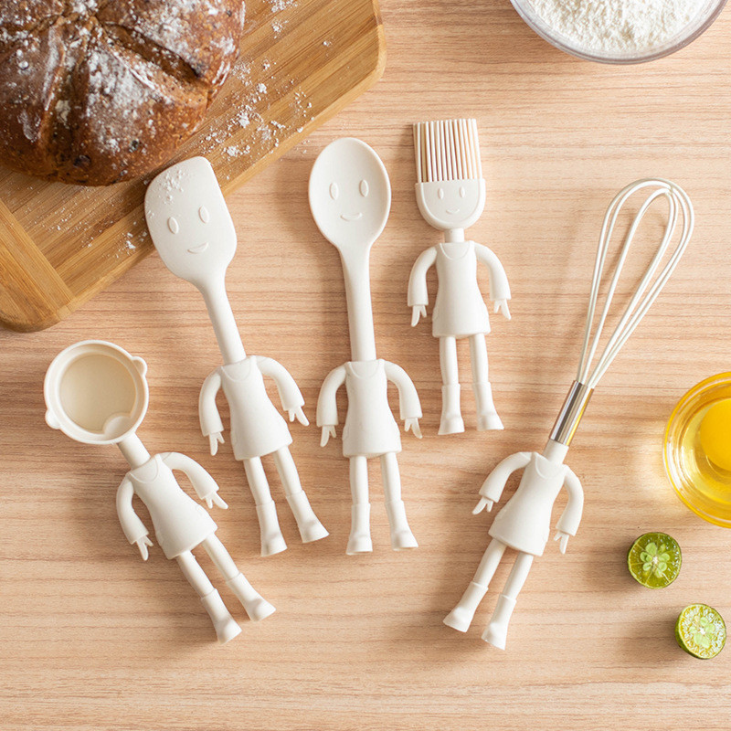 Country Kitchen Set Of Five Silicone MINI Kitchen Utensil Set Silicone Kitchen Baking Tools Whisk Tong, Spatula, Spoon