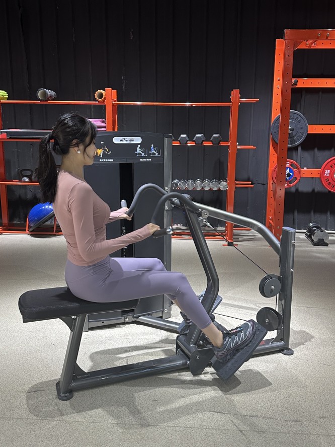 Seated Row Indoor Commercial Pin Loaded Equipment With Self Adjusting Handles