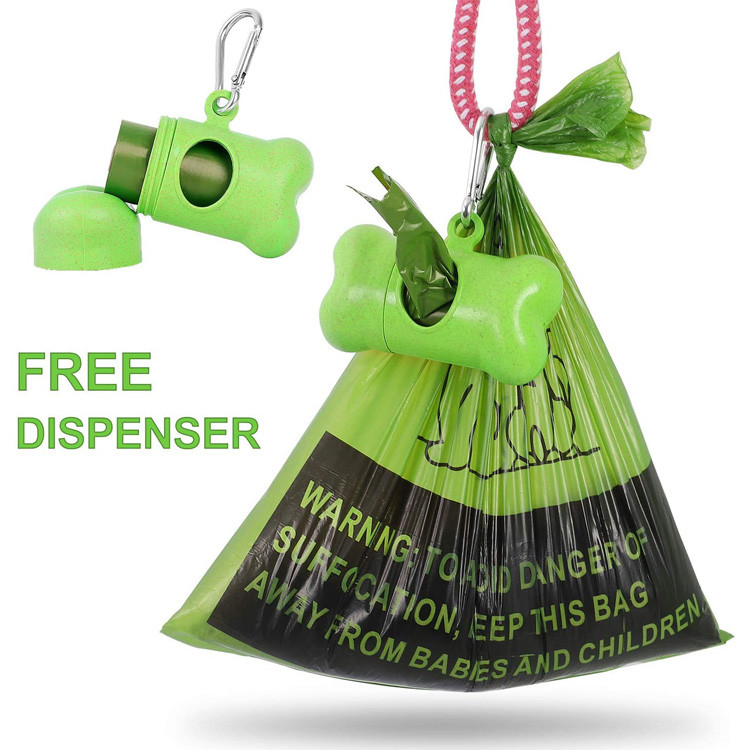 23*33cm Eco Friendly Dog Poop Biodegradable Corn Starch Bags With Dispenser